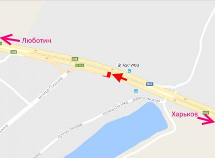 Billboard B in Korotich, 3х6  Trasa Kiiv-Harkiv-466 km-sel. Korotic-bila AZS WOG-u bik Lubotina scheme