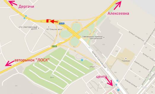 Білборд, Бігборд (Борд)  A у Харкові Клочківська -розв'язка з кільцевою -прапорець №4 виїзд з Харкова у бік Дергачів схема