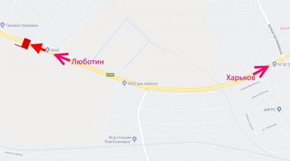Билборд B в Коротыче Траса Київ-Харків-466 км-сел. Пісочин-біля АЗС SHELL-1-виїзд із міста схема
