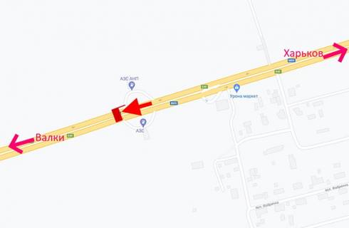 Билборд A на трассах Харьковской области, 3х6  Траса Київ-Харків-сел. Травневе-біля АЗС ANP-прапорець №1 - у бік Валок схема