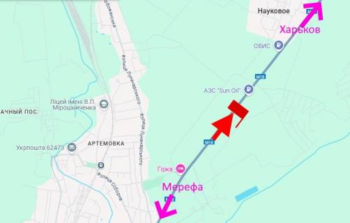 Білборд, Бігборд (Борд)  A у ,  Траса Харків-Сімферополь-27 км-перед АЗС Sun Oil- у бік Харкова схема