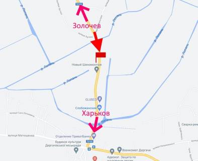 Билборд A в Дергачах, 3х6  Дергачі-вул. Золочівський шлях- в р-ні АЗС GLUSCO-у бік Харкова схема