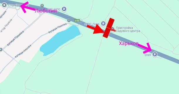 Билборд B в трасах Харкова Траса Київ-Харків-466 км-сел. Пісочин -біля АЗС Лілія-права-у бік Харкова схема