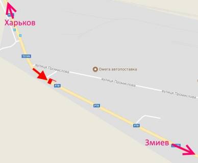 Билборд B в Харькове Траса Харків-Зміїв-сел. Васищеве- в р-ні вул Промислова-біля Омега-у бік Змієва схема
