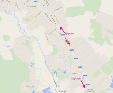 Билборд B в Дергачах, 3х6  Дергачі-вул. Залізнична-прапорець №1-у бік Харкова схема