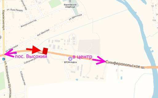 Билборд A в Харькове Сімферопольське шосе-вул. Соборна-1-біля маркету АТБ-в центр схема