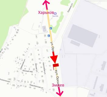 Билборд A в Васищеве, 3х6  Траса Харків-Зміїв-сел. Васищеве-вул. Орєшкова -вул. Північна - у бік Змієва схема