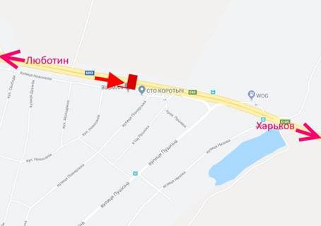 Билборд A в Коротыче Траса Київ-Харків-465 км-сел. Коротич біля СТО - у бік Харкова схема