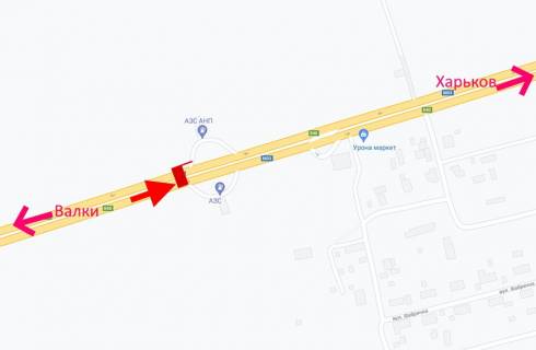 Билборд B на трассах Харьковской области, 3х6  Траса Київ-Харків-сел. Травневе-біля АЗС ANP-прапорець №1 - у бік Харкова схема
