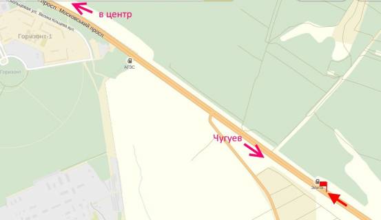 Билборд A в трасах Харкова, 3х6  Пр-т Героїв Харкова - Ростовська траса-АЗС Аеліта-4-в центр схема