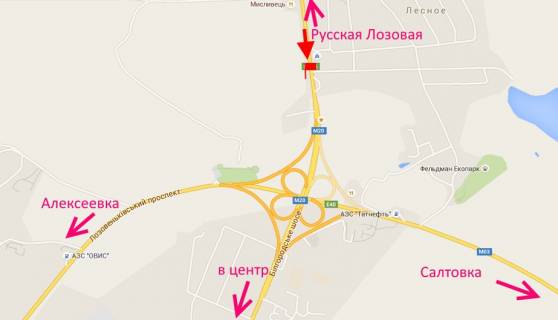 Білборд, Бігборд (Борд)  A у , , 3х6  Білгородське шосе-пост ДАІ-в'їзд в місто схема