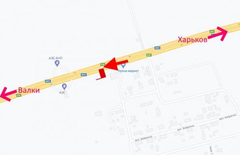 Билборд B на трассах Харьковской области, 3х6  Траса Київ-Харків-сел. Травневе-біля Крона маркету -прапорець №1 -у бік Валок схема