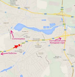 Billboard A in Pisochin, 3х6  Poltavs'kij slah-sel. Pisocin-st. Tehnologicna v centr scheme
