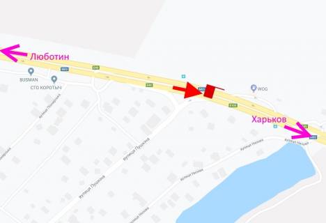 Billboard B in Korotich Trasa Kiiv-Harkiv-466 km-sel. Korotic-bila AZS WOG-praporec' No2-u bik Harkova scheme
