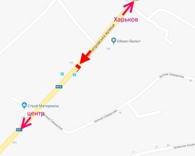 Билборд B в Мерефе Мерефа-вул. Дніпровська-зупинка Міська-у бік сел. Селекційне схема