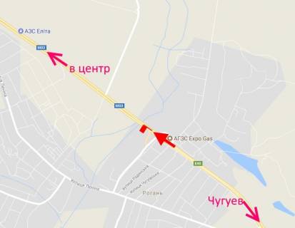Билборд A в Рогане Пр-т Героїв Харкова - Ростовська траса-сел. Рогань-1-в центр схема
