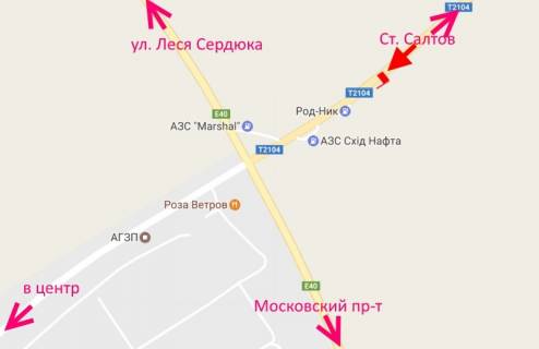 Билборд B в Харькове Салтівське шосе-розв'язка з кільцевою-2-в центр схема
