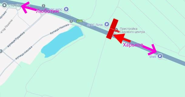 Билборд A в трасах Харкова Траса Київ-Харків-466 км-сел. Пісочин-біля АЗС Лілія-права-у бік Люботина схема