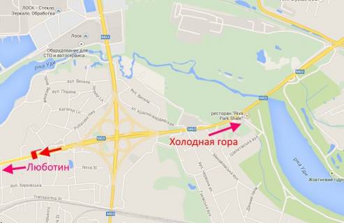 Билборд A в Песочине Полтавський шлях-в'їзд Котовського-прапорець №2-з центру схема