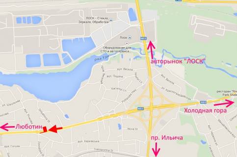 Билборд B в Песочине Полтавський шлях-вул. Заводська-з центру схема