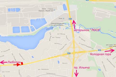 Билборд A в Песочине Полтавський шлях-вул. Заводська-в центр схема