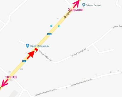 Билборд A в Мерефе Мерефа-вул. Дніпровська-вул. Кобзаря-у бік Харкова схема