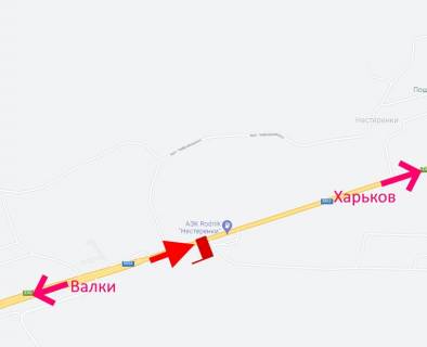 Билборд A на трассах Харьковской области, 3х6  Траса Київ-Харків-сел. Нестеренки-біля АЗС Rodnik - у бік Харкова схема