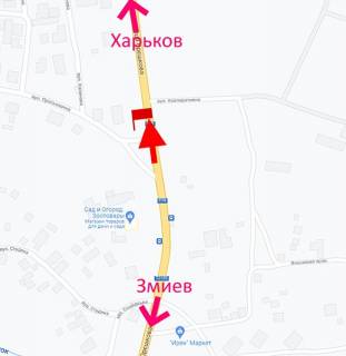 Білборд, Бігборд (Борд)  B у Васищеве, 3х6  Траса Харків-Зміїв-сел. Васищеве-вул. Орєшкова -вул. Проселочна- у бік Харкова схема