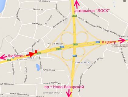Билборд B в Харькове, 3х6  Полтавський шлях – пров. Київський-розв'язка з кільцевою-прапорець №2-в центр схема
