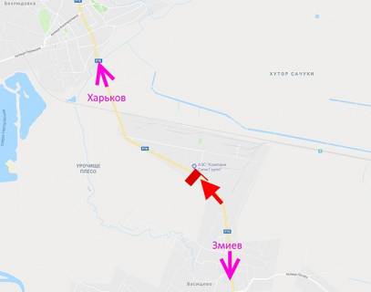 Билборд A в Васищеве, 3х6  Траса Харків-Зміїв-сел. Васищеве-в р-ні вул Промислова-біля АЗС Овіс-у бік Харкова схема