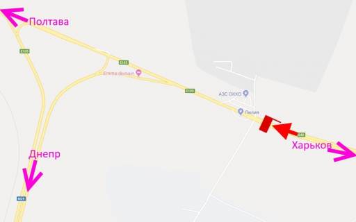 Билборд A на трассах Харьковской области Траса Київ-Харків-463 км-сел. Н. Коротич -біля АЗС ОККО та терміналу Нової пошти-2-у бік Люботина схема