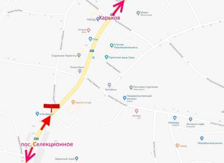 Билборд B в Мерефе, 3х6  Мерефа-вул. Дніпровська-біля маркету АТБ-правий - у бік Харкова схема