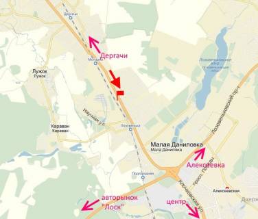 Билборд A в Малій Данилівці, 3х6  Траса Харків-Дергачі-Мала Данилівка-котеджне сел. "Поле чудес"- у бік Харкова-низ-етажерка №2 схема
