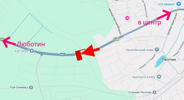 Билборд A в Харькове Естакада-сел.Пісочин-2-виїзд із міста схема
