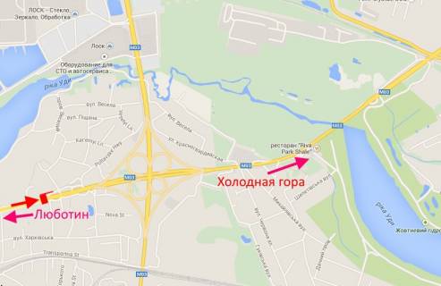 Билборд B в Песочине Полтавський шлях-пров. Харківський-перед постом Поліції-прапорець №1-в центр схема