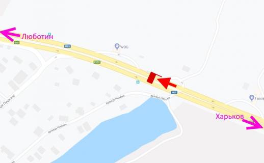 Billboard A in Korotich Trasa Kiiv-Harkiv-466 km-sel. Korotic-bila AZS WOG-praporec' No1-u bik Lubotina scheme