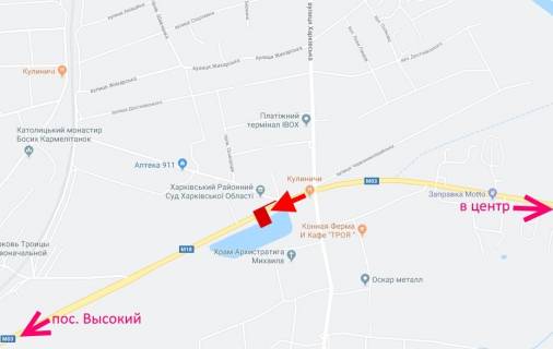 Билборд A в Харькове Сімферопольське шосе-вул.Харківська-біля районного суду-2-з центру схема