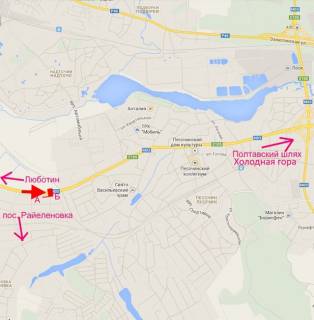 Билборд A в Песочине, 3х6  Естакада-сел.Пісочин-прапорець №3-в'їзд у місто схема