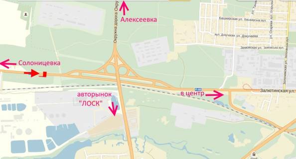 Билборд A в Харькове вул.Залютинська -розв'язка з кільцевою-прапорець №4-в центр схема