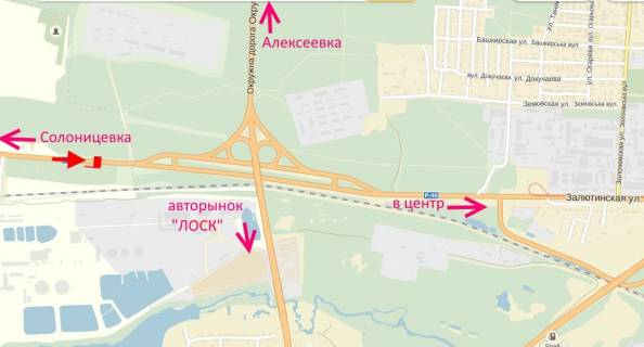 Билборд A в Харькове вул.Залютинська -розв'язка з кільцевою-прапорець №5-в центр схема