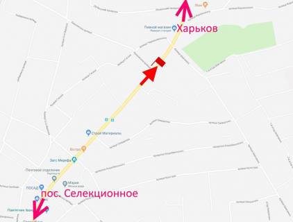 Билборд B в Мерефе Мерефа-вул. Дніпровська-вул. Леонівська - поворот на вокзал - у бік Харкова схема