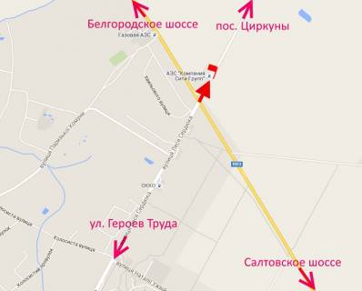 Билборд A на трассах Харьковской области, 3х6  вул. Леся Сердюка -Кільцева дорога-прапорець №1-виїзд із міста схема