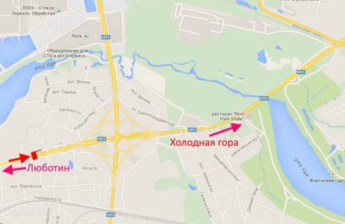 Билборд B в Харькове, 3х6  Полтавський шлях-Мар’ївський в’їзд (Котовського в’їзд)-прапорець №2-в центр схема