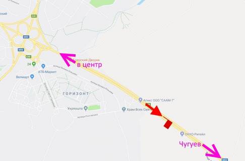 Білборд, Бігборд (Борд)  A на трасах Харківської області, 3х6  Московський пр-т - Ростовська траса біля АЗС ОККО-10- (виїзд з міста) схема