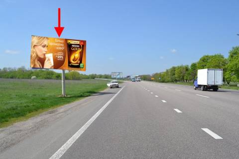 Билборд B на трассах Харьковской области, 3х6  Траса Київ-Харків-463 км-сел. Н. Коротич -біля АЗС ОККО та терміналу Нової пошти-1-у бік Люботина фото 1