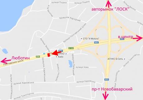 Билборд A в Песочине Полтавський шлях-пост Поліції-прапорець №1-з центру схема