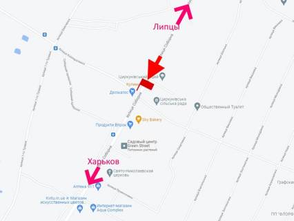 Билборд A в Циркунах сел. Циркуни-вул. Соборна-вул. Кооперативна - у бік Харкова схема