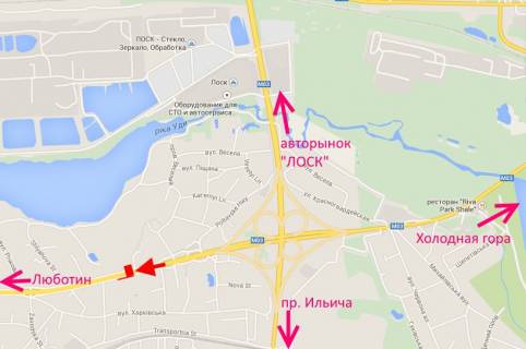 Билборд B в Харькове, 3х6  Полтавський шлях-Мар’ївський в’їзд (Котовського в’їзд)-із центру схема