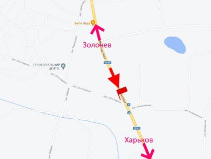 Білборд, Бігборд (Борд)  A у Дергачах, 3х6  Дергачі-вул. Золочівський шлях-вул. 23 Серпня-у бік Харкова схема