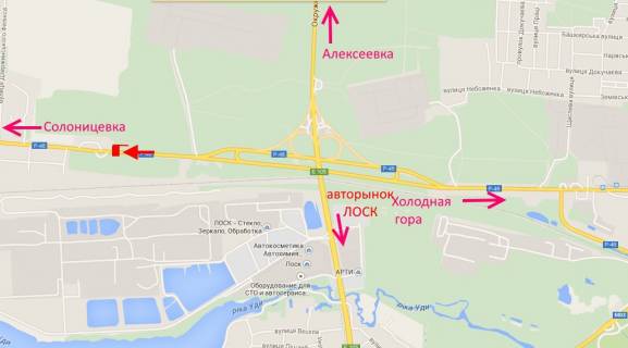 Билборд A в Харькове вул.Залютинська -біля АЗС ОККО-2-із центру схема